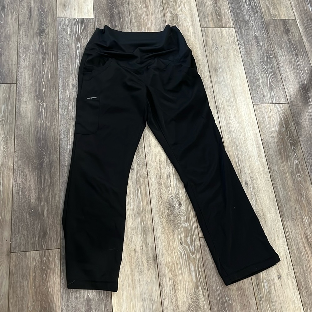 Hh Works By Healing Hands Black Maternity Scrub Pants Gem
